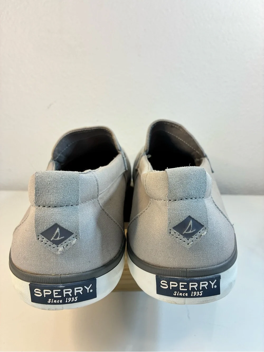 Sperry Men’s Light Gray Canvas Penny Boat Shoes